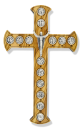 Stations of the Cross Olivewood Crucifix with Metal Image Plaques – 6 3/4”, Made in Italy   (Minimum quantity purchase is 1)