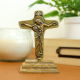 Unity Cross Table Top Icon, Antique Gold on Wood Base - 3.25