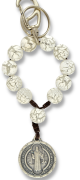  St Benedict Seal Decade Key Chain and Clip with White Crackle Beads - 6