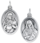 Sacred Heart of Jesus Medal 1” Oval Silver Oxidized – Immaculate Heart of Mary on Back – Made in Italy *  (Minimum quantity purchase is 3)