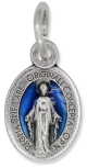 Small Miraculous Medal with Blue Enamel in Latin- 1/2
