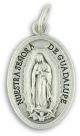Our Lady of Guadalupe Medal 1” Oval Silver Oxidized – Spanish – Made in Italy * (Minimum quantity purchase is 2)