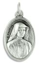 St Faustina / Pray for Us Medal - Silver Oxidized Die-Cast - 1