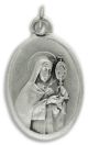 Saint Clare Patron Saint Medal - Italian Silver OX 1 inch  (Minimum quantity purchase is 2)