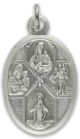  4 - Way Cross / Pray For Us Medal - Italian Silver OX 1 inch   (Minimum quantity purchase is 2)