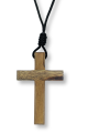 Altar Cross Wood Necklace on Black Cord - 34