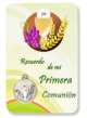 First Communion Prayer Card with Medal - Spanish   - Closeout Sale  *  (Minimum quantity purchase is 2)