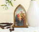Holy Family Tabletop Arched Wood Icon with Color Image - 5.25 x 3.75