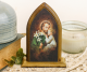St Joseph Tabletop Arched Wood Icon with Color Image - 5.25 x 3.75