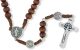 St Benedict Rosary Necklace with 6mm Brown Wood Beads - 16