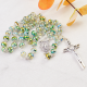 Multicolor Swirl Rosary with 8mm Clear & Blue Glass Beads – 21.5