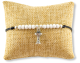 First Communion Rosary Bracelet with White Beads on Black Cord  (Minimum qty. purchase is 1)  