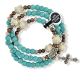 Triple Wrap Stretch Bracelet with 6mm Emperor Stone Beads and Miraculous Medal and Crucifix Charm  *  (Minimum quantity purchase is 1)