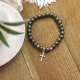  Bracelet with Hematite Beads and Cross Charm *  (Minimum quantity purchase is 1)