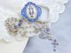 Miraculous Medal Metal Rosary (4mm Rosebud Beads & Blue Enamel Accents) with Keepsake Case – Made in Italy  (Minimum quantity purchase is 1)