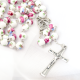 Our Lady of Fatima Rosary – 8mm Pink Floral Ceramic Beads, Made in Portugal *