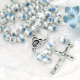 Our Lady of Fatima Rosary – 8mm Blue Floral Ceramic Beads, Made in Portugal