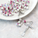 Our Lady of Fatima Rosary – 6mm Pink Floral Ceramic Beads, Made in Portugal
