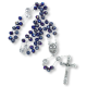   Our Lady of Fatima Rosary with 6 x 8mm Blue Rondelle Glass Beads - 19.5