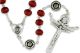 Our Lady of Fatima Rosary with 10 x 8mm Rose Red Rondelle Beads and Holy Trinity Crucifix - 21