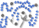 Our Lady of Fatima Rosary with 10 x 8mm Clear Blue Beads and Holy Trinity Crucifix - 21