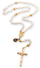 Clear Crystal 6x8mm Faceted Bead Rosary and Gold Plated Accent Beads - 18.5