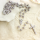 Double Capped Bead Rosary with 9mm Amethyst Color Glass Beads - 24