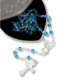 Aqua Blue (March, December) 4mm Bead Rosary with Heart Shaped Box *