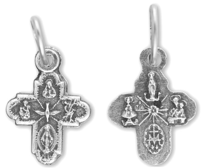 Five Way Cross Medal - 1/2" Silver Oxidized, Made in Italy *  (Minimum quantity purchase is 5)