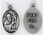 Saint Andrew Patron Saint of Fishermen  Medal - Italian Silver OX 1in.   (Minimum quantity purchase is 2)