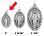 Miraculous Medal (English) – 1" Oval Silver Oxidized, Made in Italy *  (Minimum quantity purchase is 3)