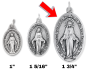 XL Miraculous Medal (English) – 1-3/4" Oval Silver Oxidized, Made in Italy *  (Minimum quantity purchase is 1)