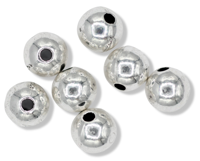 6mm Round Silver Metal Beads - Pkg. of 12    (Minimum quantity purchase is 1)