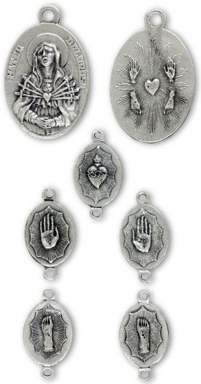    Five Holy Wounds of Christ Devotional Medal Set - pkg of 6  - NO CENTER PIECE   (Minimum quantity purchase is 1)