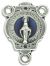 Miraculous Medal Blue Enamel Rosary Center - 3/4