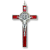 St Benedict Metal Crucifix with Red Enamel Accents - 4.75