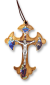 Four-Way Olivewood Color Image Crucifix Necklace with 30