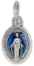 Small Miraculous Medal with Blue Enamel in Latin- 1/2