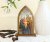 Holy Family Tabletop Arched Wood Icon with Color Image - 5.25 x 3.75