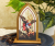 St Michael Tabletop Arched Wood Icon with Color Image - 5.25 x 3.75