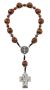One Decade Rosary with 10 mm Wood Beads and St Benedict Center - 7.25