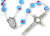 Murano Glass 8 MM Bead Rosary with Miraculous Medal Center, Light Blue and Red - 21