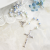 Blue and White 6mm Ceramic Bead Rosary with Our Lady of Fatima Center and Crucifix - 19 1/2