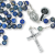 Lapis Lazuli Semi-Precious Stone 8mm Bead Rosary - Silver Tone, 21