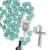 Turquoise Color Semi-Precious Stone 8mm Bead Rosary with Miraculous Medal Centerpiece – 20-3/4