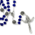 Our Lady of Fatima Rosary with 10 x 8mm Translucent Navy Blue Rondelle Beads and Holy Trinity Crucifix – 21