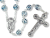 Double Capped Bead Rosary with 9mm Aqua Blue (December) Glass Beads - 24