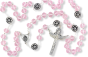 Our Lady of Fatima Rosary with 10 x 8mm Clear Pink Rondelle Beads and Holy Trinity Crucifix - 21"  (Minimum quantity purchase is 1)   