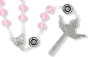Our Lady of Fatima Rosary with 10 x 8mm Clear Pink Rondelle Beads and Holy Trinity Crucifix - 21"  (Minimum quantity purchase is 1)   