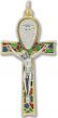   Two-Sided Holy Spirit Crucifix with Stained Glass Accents and  Gold Tone Finish - 3 1/8"  